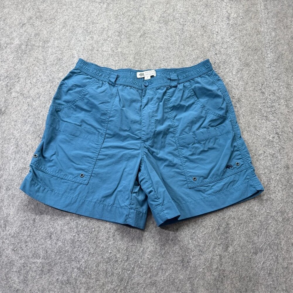 Onward Reserve Shorts Men S Teal Blue Cargo Elastic 6" Fishing Performance Nylon